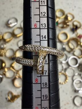 Gold plated sterling silver Screw Ring size 7